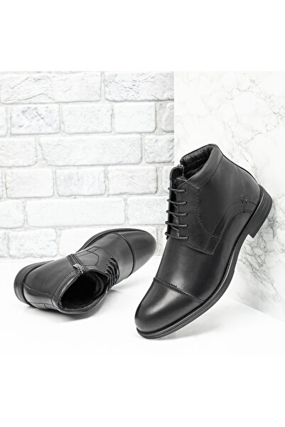 Modlet.ro Men's black genuine leather boots with zipper MOD14070