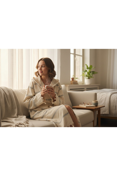 MORENELLEAURA 100% Cotton Towel Peshtemal Bathrobe – Hooded , Soft, Lightweig...