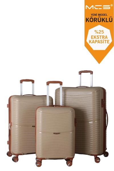 MÇS V379 AURA Y.ÜRETİM PP VALİZ KOYU PUDRA SET