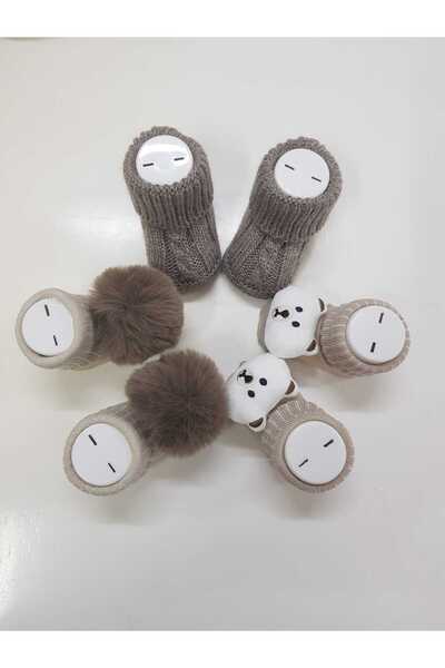 Bumbo triko patik aksesuarlı 3lü çorap set