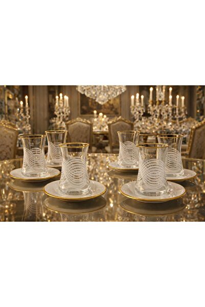 kısmet kristal 6-Person 12-Piece Tea Set with Gilt Detailing and Stylish Design