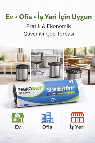Febros 5 Standard Medium Size Garbage Bags 55X60 cm – Double Layer, Leakproof...