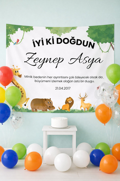 LUNA DİZAYN Kişiye Özel Yatay Doğum Günü Happy Birthday Duvar Örtüsü Duvar Ha...