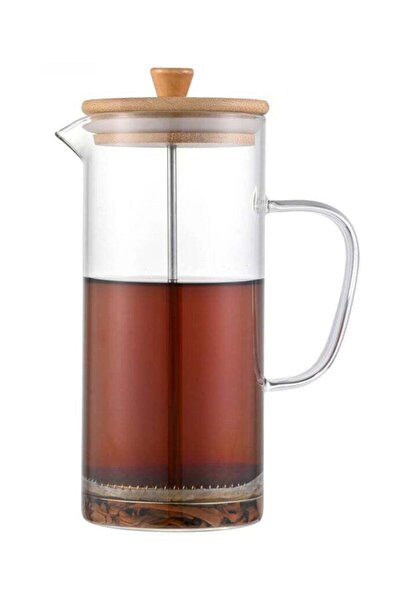 Dessini Glass Tea Infuser & French Press Coffee Maker - Elegant Bamboo Lid Bo...