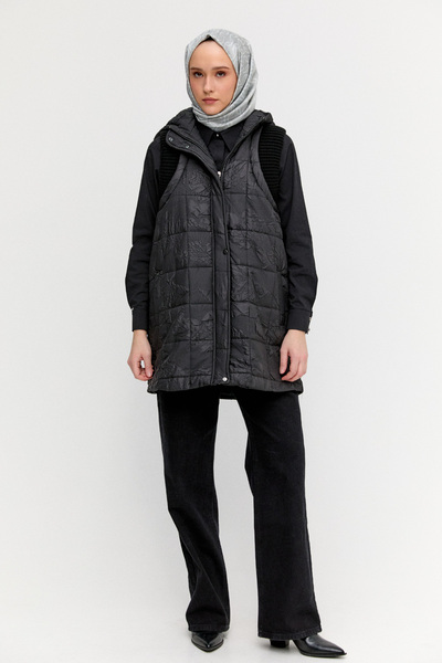 Setrms Ribanalı Kapüşonlu Kapitone Yelek