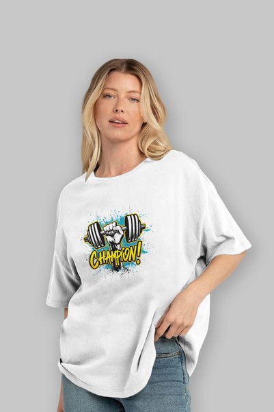 Ankhises Gym, Sports, Fitness 21 Pre-Printed White Oversized T-Shirt Men's Women's Cotton Crew Neck T-Shirt