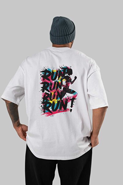 Ankhises GYM, Sport, Fitness 66 Tricou oversize alb cu imprimeu pe spate Bărb...