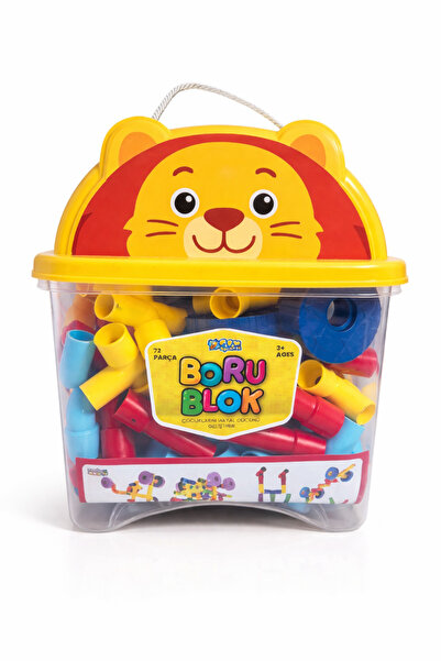 Toyska Boru Blok Yapı Oyuncağı - Tekerlekli 72 Parça Boru Blok Eğitici Yapı Seti