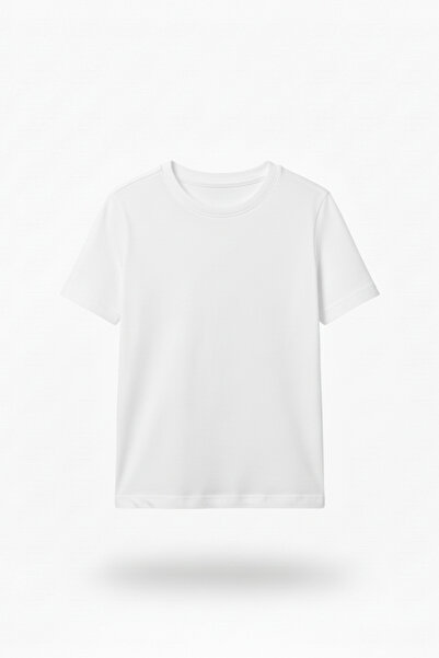 Shifre Unisex Çocuk Bisiklet Yaka Basic Düz Kısa Kollu Tişört