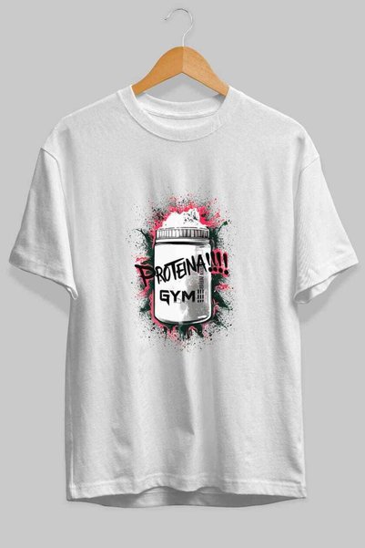 Ankhises Gym, Sports, Fitness 47 Pre-Printed White Oversized T-Shirt Men's Women's Cotton Crew Neck T-Shirt