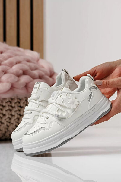 Zaira White children's sneakers made of eco-leather Becca #24051 - 33