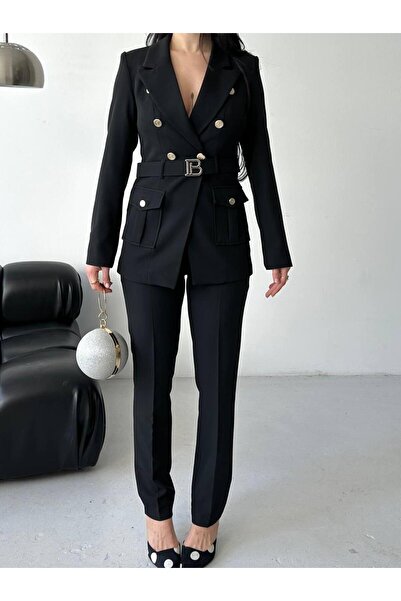 Ekim Store Double Breasted Blazer Suit with Buckle Buttons