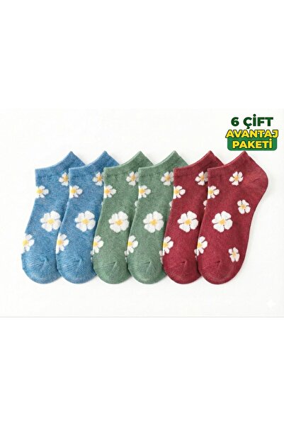 BYNDRSOCKS Women's 6-Pack Colorful Floral Patterned Cotton Booties Socks