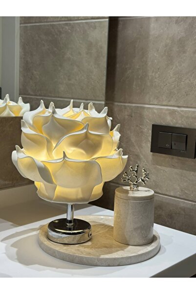 Maison Avf Krem Eva Gül Tasarım Kablosuz Şarjlı Masa Lambası - Alt Gümüş
