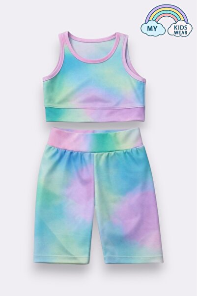 My Kids Wear Girl's Multi-Purpose Tie-Dye Patterned Swimsuit & Sports Set 12439