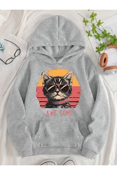 Deocept سويت شيرت للجنسين مطبوع بغطاء رأس بجيب كنغر مريح وقصة قصة فضفاضة قطع