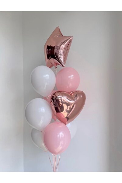 Çemrek Süs Parti Star Heart Foil Balloon Balloon Bundle Set of 12