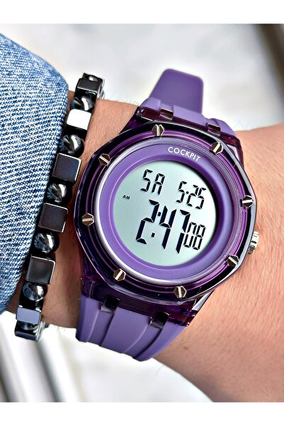 Cockpit Mor Renkli Dijital Orjinal Garantili Su Geçirmez Erkek Kol Saati + Bİ...
