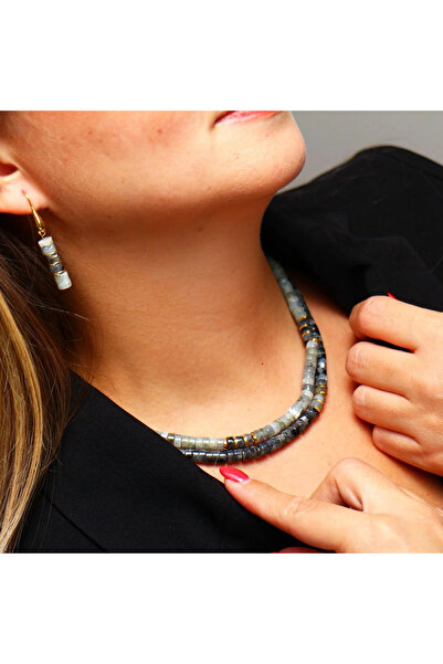 B Design jewelry Motto Labradonite Stone and Spectrolite Stone Necklace (Spec...