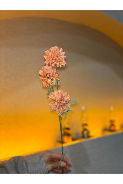 Ekodoğa Yapay Çiçek Somon Renk Kasımpatı Çiçeği Tek Dal 70 cm Yapay Bitki Yap...