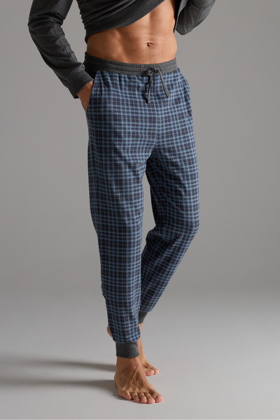 Syah Erkek Pamuklu Cepli Uzun Pijama Altı