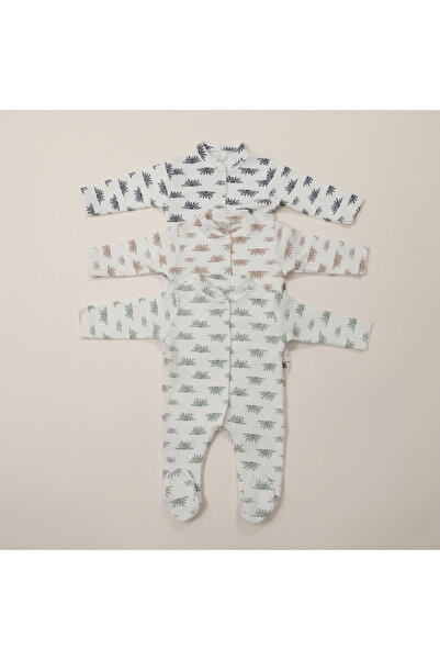 BUUFUU 3 Pieces Printed Baby Long Sleeve Snap Fastener Bodysuit