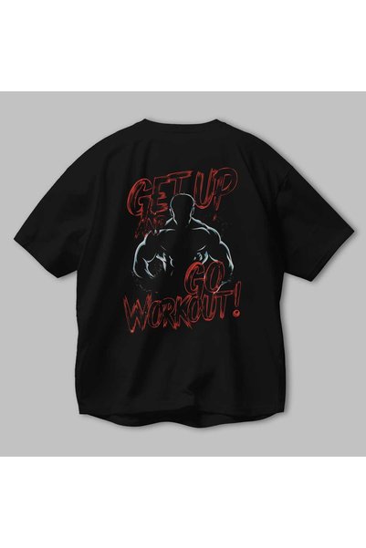 Ankhises Gym, Sports, Fitness 84 Back Printed Black Oversize T-Shirt Men's Women's Cotton Crew Neck T-Shirt