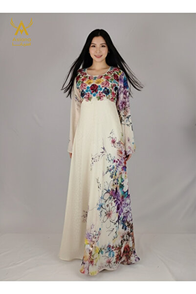 ASIAN جلابية رقة نسائية بتصميم أنثوي ناعم – نقوش زهور أنيقة وقَصّة راقية