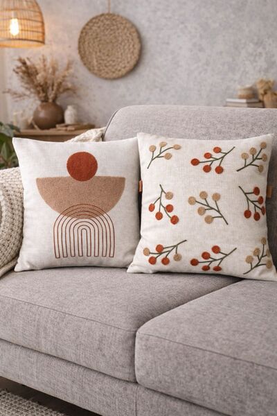 Decomia Home Modern Nordic Tufting Punch Embroidered Linen Blended Double Thr...