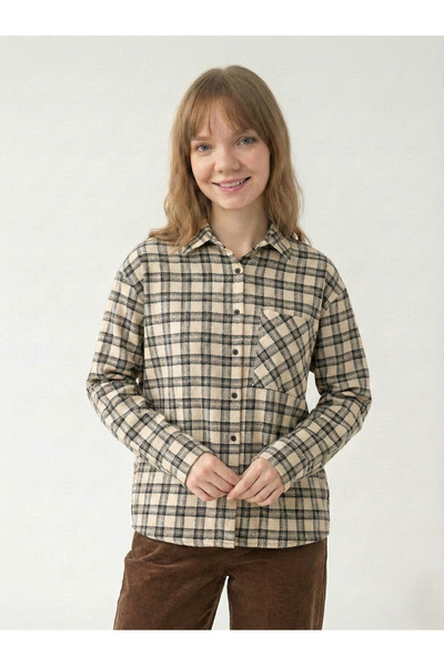 TLG GİYİM Women's Plaid Patterned Oversize Lumberjack Shirt