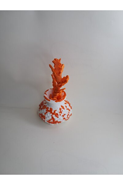 limitsizalisveris 1 Adet Turuncu Beyaz Minik Vazo Dekoratif Obje Hediyelik Bi...