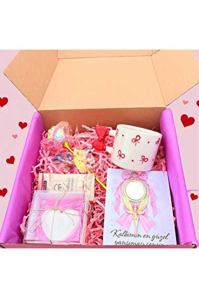 NUNU EVENT Sevgililer Günü Özel Hediye Kutusu–Peri Ayna, Sonsuzlık Gülü, El Y...
