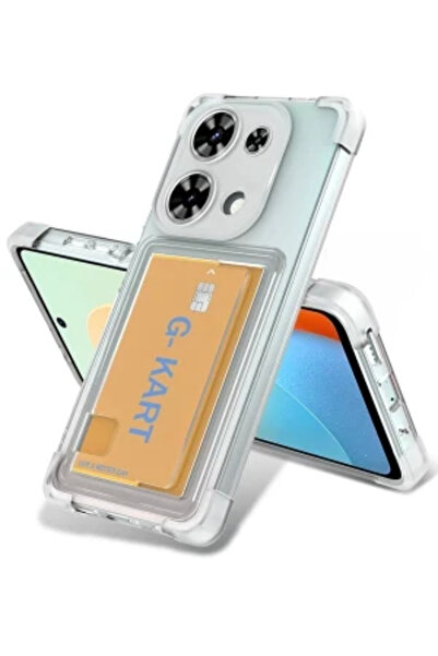 Hatreds Xiaomi Redmi Note 13 Pro 4G İçin Uyumlu Kart Bölmeli Şeffaf Köşe Koru...