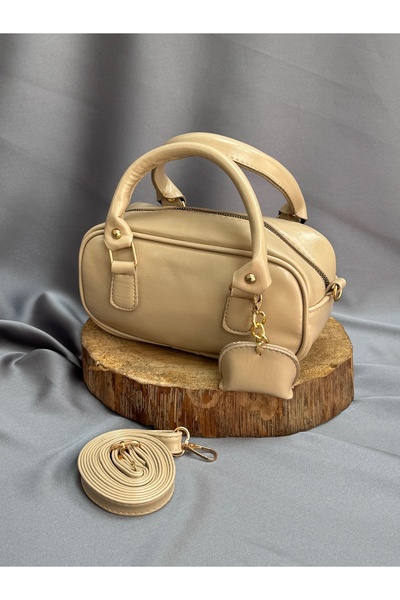 MİHRA STORE Women's Bag Lema Charm Detailed Patent Leather Zipper Closure Han...