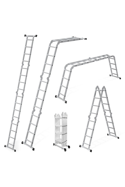 ideal STORE Hliníkový rozťahovací skladací rebrík idealSTORE 4 x 4 schody, 4,...