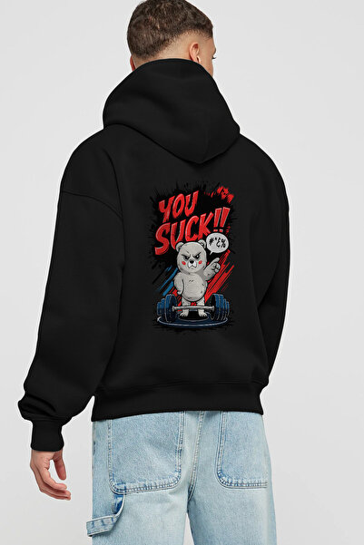 Ankhises GYM, Αθλητισμός, Fitness 90 Μαύρο φούτερ με κουκούλα και στάμπα στην...