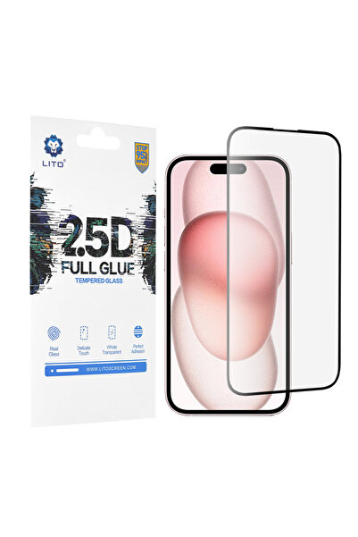 Lito Folie sticla iPhone 15 2.5D Full Glue, negru