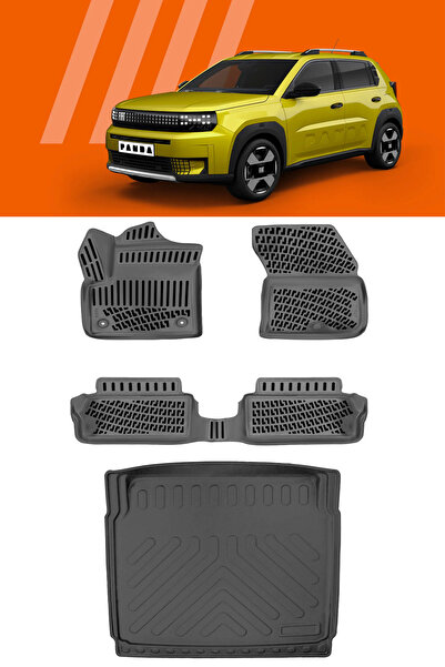 Rizline Fiat Grande Panda Elektrikli 2025 ve Sonrası 3D Havuzlu Paspas ve Bag...