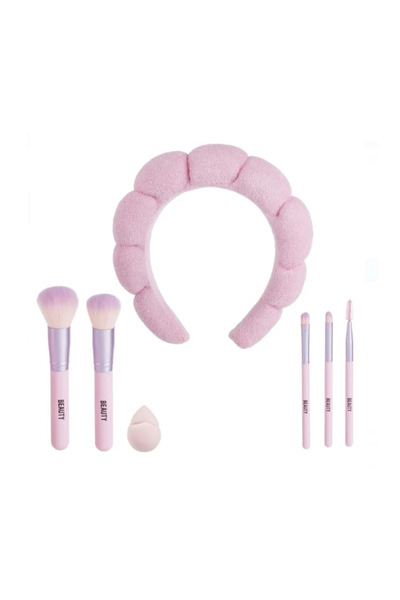 Beauty Makeup Set with Sponge Brushes and Hair Crown - 7pcs