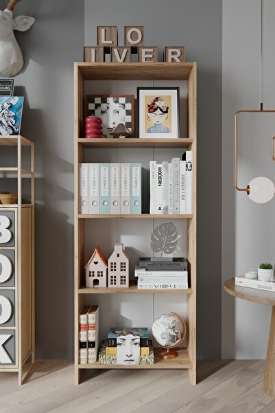 Remaks Sahra 5 Raflı Modern Kitaplık Çok Amaçlı Dekoratif Raf Ünitesi Ofis ve...