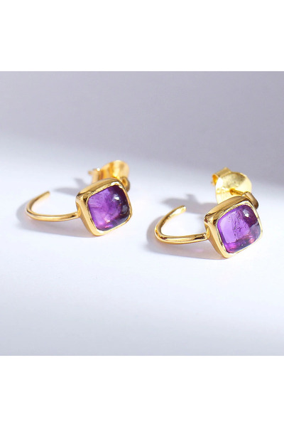 B Design jewelry Megara Amethyst Stone Silver Earrings