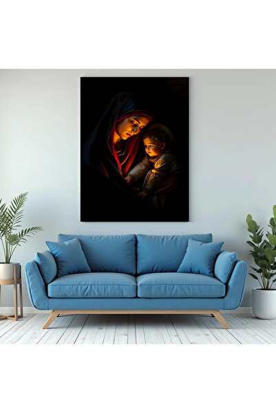 Printees Painting - Mother and Child by the Lamplight - Canvas on Frame