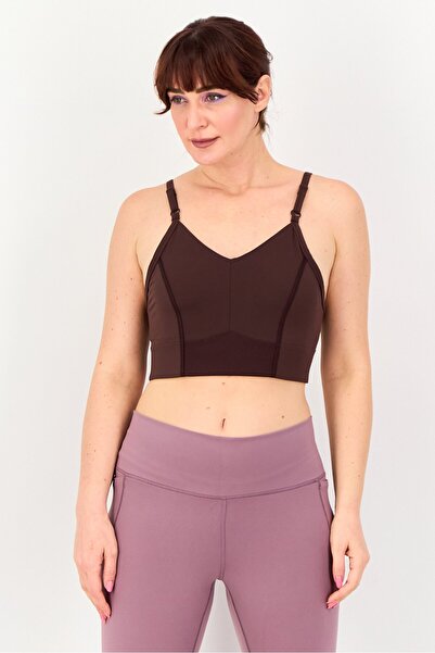 Nike Women Solid Padded Sports Bra, Dark Brown