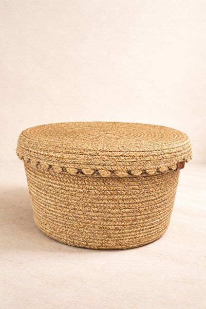 loca sweet home Kapaklı Hasır Organizer Sepet – Deri Detaylı Çok Amaçlı Sakla...