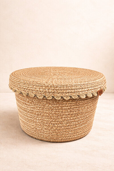 loca sweet home Kapaklı Hasır Organizer Sepet – Deri Detaylı Çok Amaçlı Sakla...