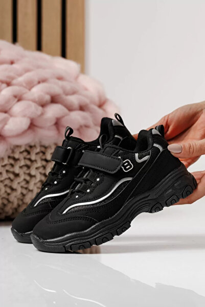 Zaira Μαύρα παιδικά πάνινα παπούτσια από οικολογικό δέρμα Arya #24031 - 35