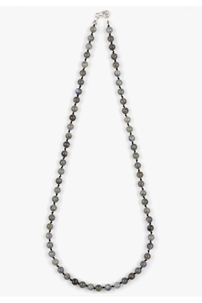 Taşmir قلادة من حجر اللابرادوريت الطبيعي بعقدة بطول 6 مم