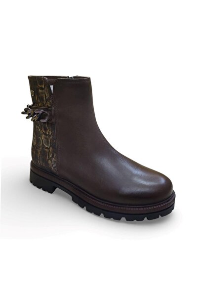 Mammamia 4240 Genuine Leather Daily Women's Boots-Brown