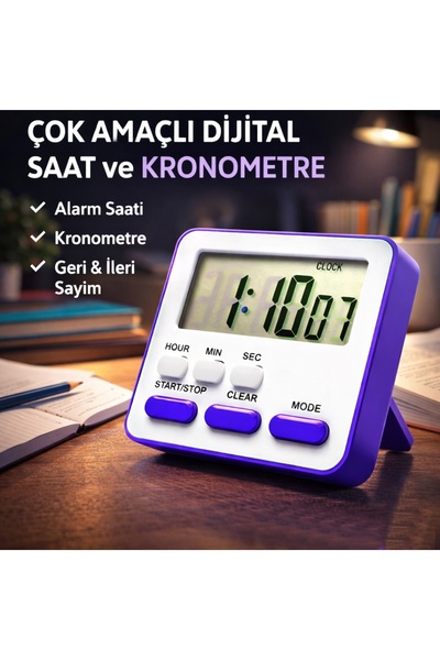 newnet ZK-2206 Mıknatıslı Kronometre İleri ve Geri Sayım Özellikli MOR - Beyaz