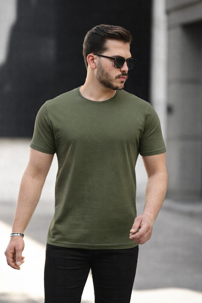 comstar Ανδρικό μπλουζάκι με κοντό μανίκι με λαιμόκοψη, στενό χακί